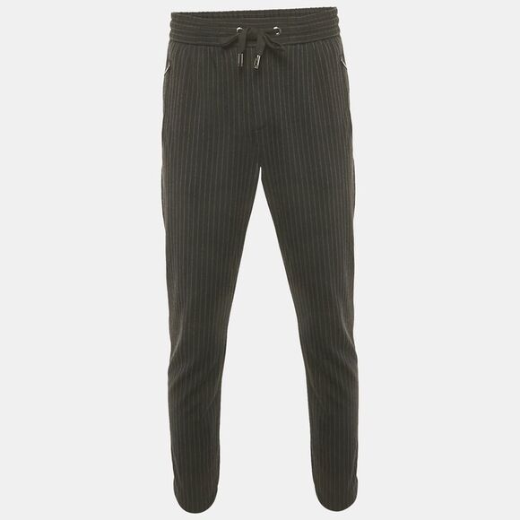 Dolce & Gabbana Black Pinstripe Jersey Jogger Pants L